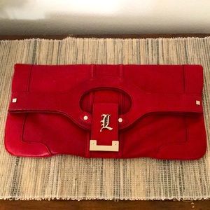 L.A.M.B Red Leather Clutch Gwen Stefani